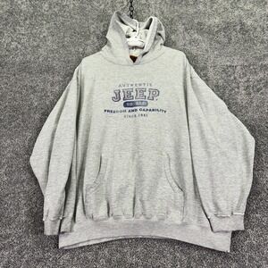 Jeep Hoodie Mens 2XL Gray Pullover Freedom Capability Graphic Logo Hood Casual